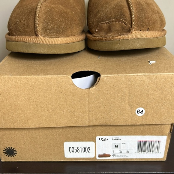 Ugg Tasman embroidered shearling slippers camel FLAW Sz 9 - Picture 4 of 12